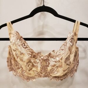 Sz 38F Nude Rigby & Peller London Lace Underwire Bra